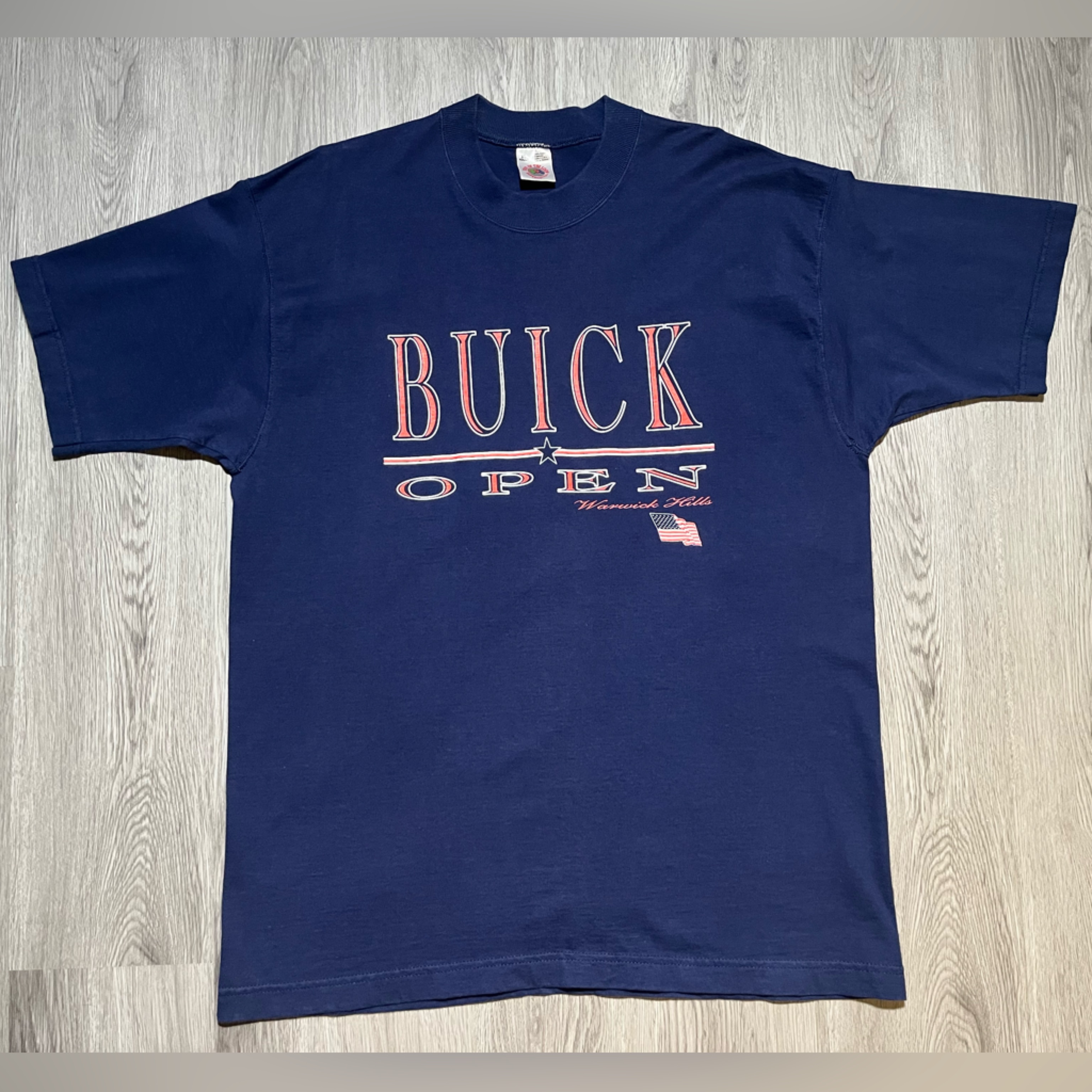 Buick Open 90s Golf Graphic Warwick Hills T-Shirt 100% Cotton Made In Usa